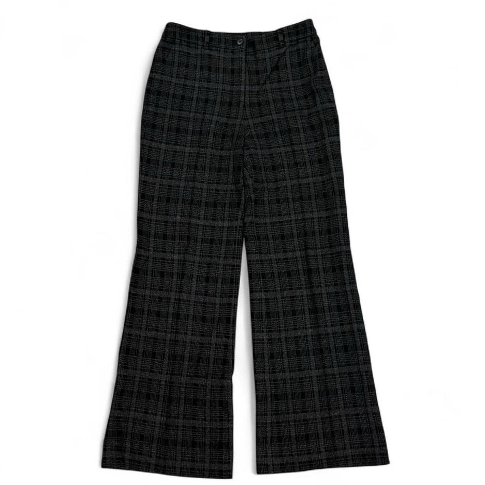 AKRIS wide leg winter plaid pants pintuck seam